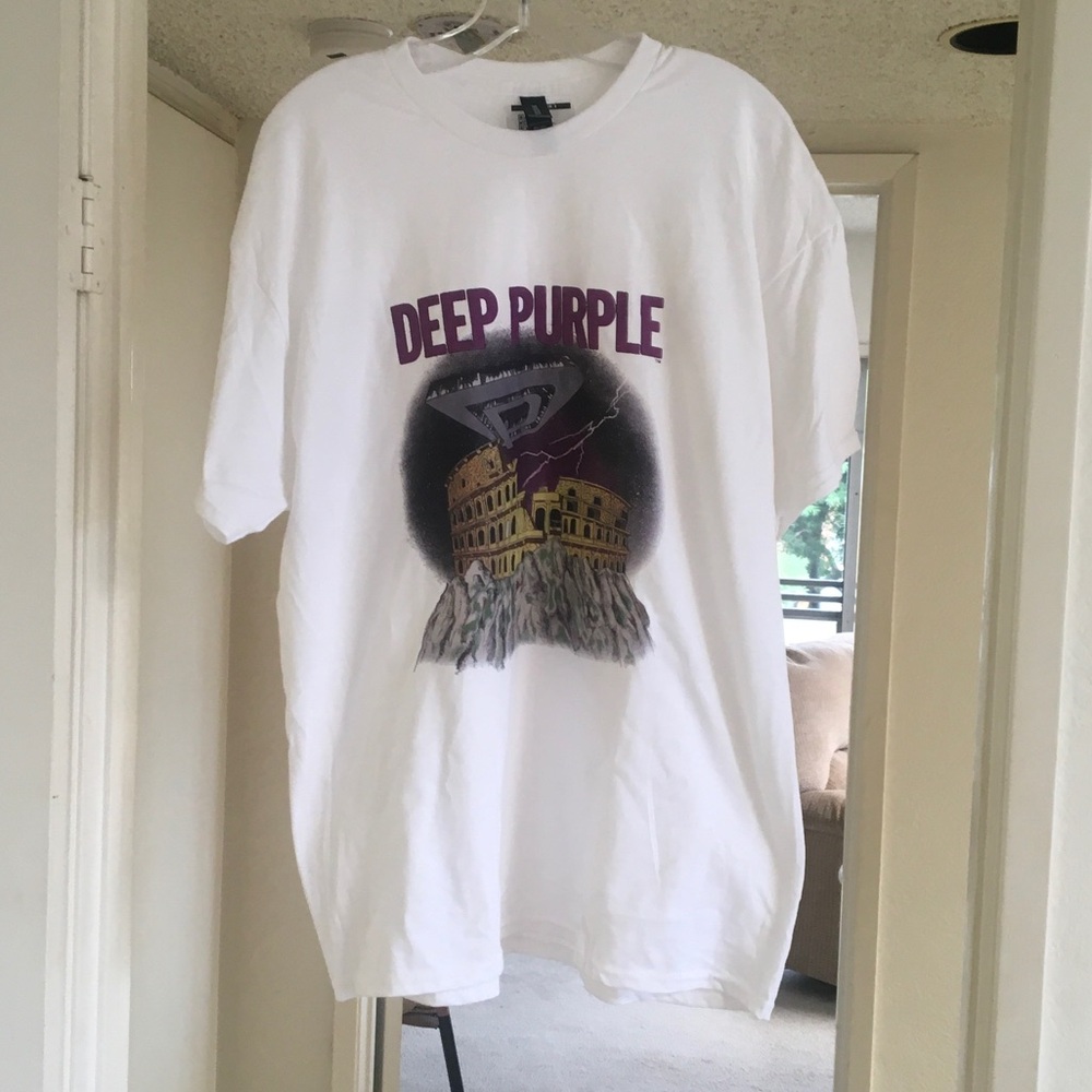 GILDAN/WHITE-1985 DEEP PURPLE TOUR TEE SHIRT/NWT